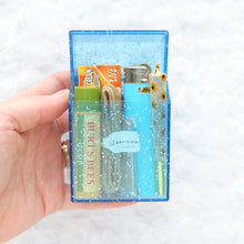 Load image into Gallery viewer, Travel Stash Case - Blue Sparkle
