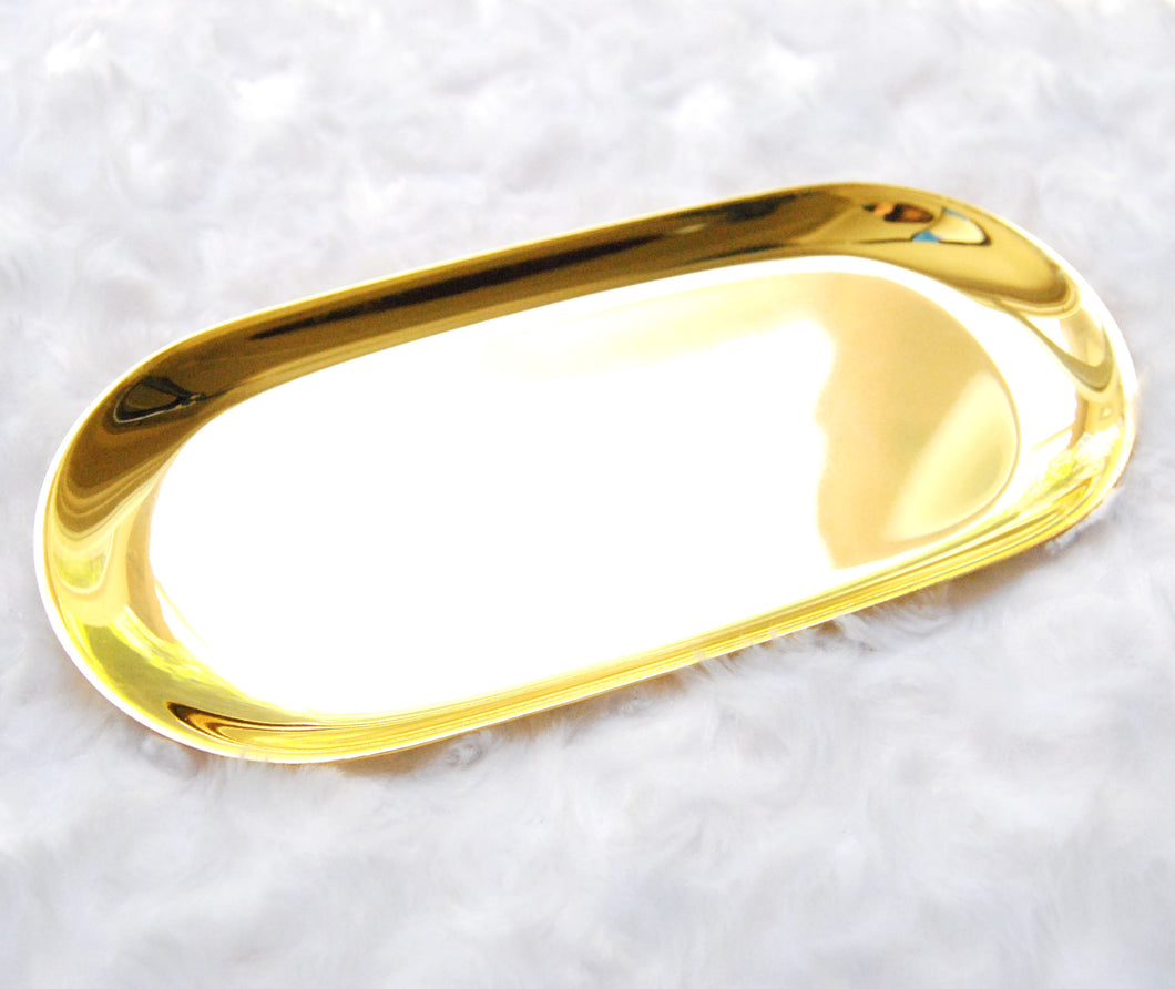 Gold Mirror Oval Tray