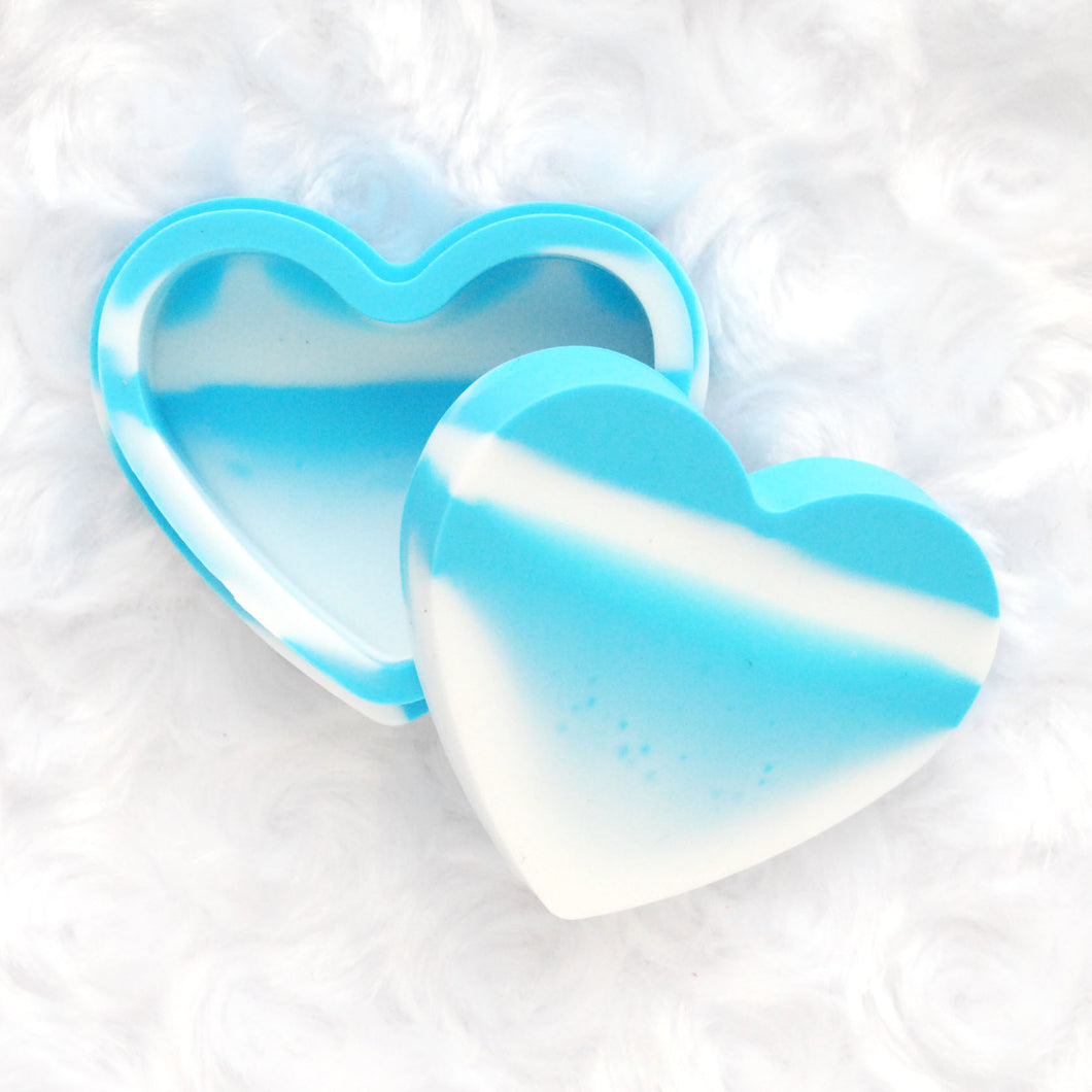 Heart Silicone Container - White/Blue