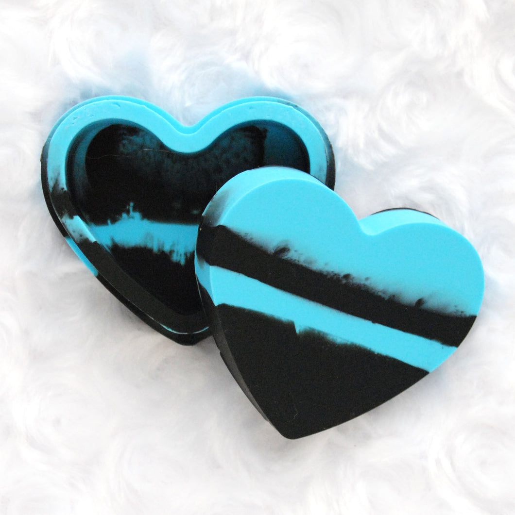 Heart Silicone Container - Blue/Black
