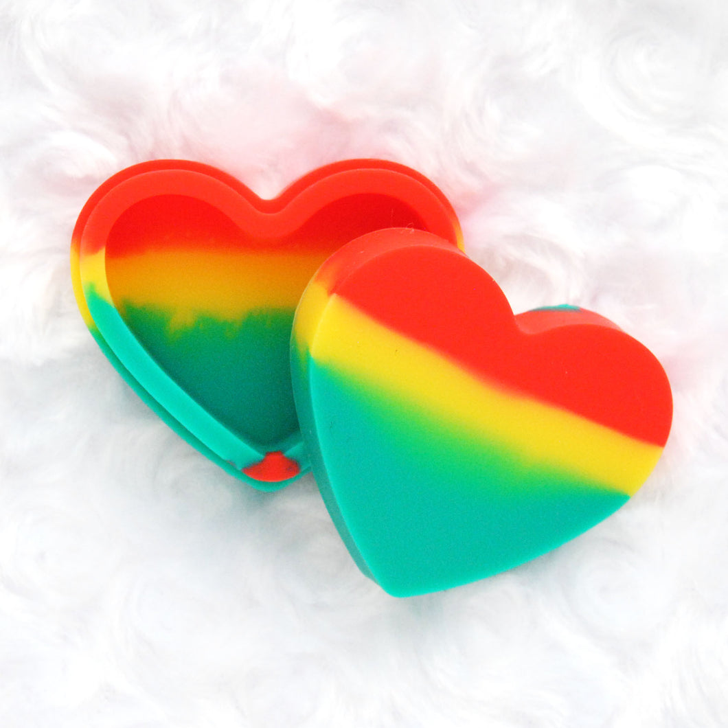 Heart Silicone Container - Hippie Tri-Color